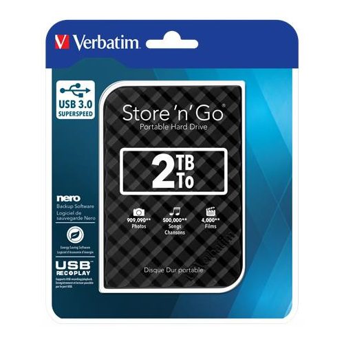 2,5" HDD (merevlemez), 2TB, USB 3.0, VERBATIM "Store n Go", fekete