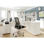 Íróasztal, íves, jobbos, laplábbal, 160x80 cm, MAYAH "Freedom SV-23", fehér