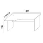 Íróasztal, íves, balos, laplábbal, 160x80 cm, MAYAH "Freedom SV-24", fehér