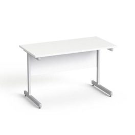   Íróasztal, szürke fémlábbal, 120x70 cm, MAYAH "Freedom SV-25", fehér