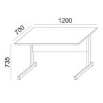 Íróasztal, szürke fémlábbal, 120x70 cm, MAYAH "Freedom SV-25", fehér