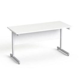   Íróasztal, szürke fémlábbal, 140x70 cm, MAYAH "Freedom SV-26", fehér