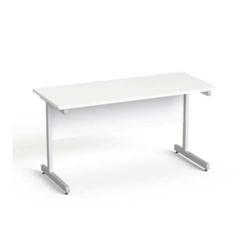 Íróasztal, szürke fémlábbal, 140x70 cm, MAYAH "Freedom SV-26", fehér