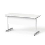 Íróasztal, szürke fémlábbal, 140x70 cm, MAYAH "Freedom SV-26", fehér