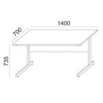 Íróasztal, szürke fémlábbal, 140x70 cm, MAYAH "Freedom SV-26", fehér