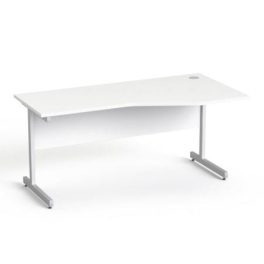   Íróasztal, íves, jobbos, szürke fémlábbal, 160x80 cm, MAYAH "Freedom SV-29", fehér