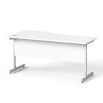 Íróasztal, íves, jobbos, szürke fémlábbal, 160x80 cm, MAYAH "Freedom SV-29", fehér