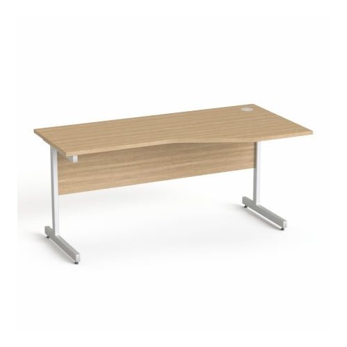 Íróasztal, íves, jobbos, szürke fémlábbal, 160x80 cm, MAYAH "Freedom SV-29", kőris