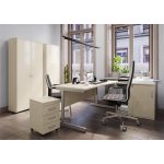 Íróasztal, íves, balos, szürke fémlábbal, 160x80 cm, MAYAH "Freedom SV-30", juhar