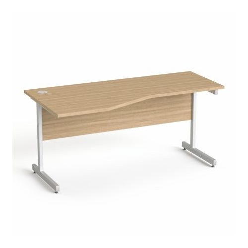 Íróasztal, íves, balos, szürke fémlábbal, 160x80 cm, MAYAH "Freedom SV-30", kőris