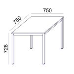 Általános asztal fémlábbal, 75x75 cm, MAYAH "Freedom SV-37", fehér