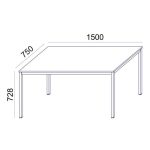 Általános asztal fémlábbal, 75x150 cm, MAYAH "Freedom SV-39", fehér