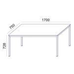 Általános asztal fémlábbal, 75x170 cm, MAYAH "Freedom SV-40", fehér