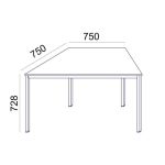 Általános asztal fémlábbal, trapéz alakú, 75x150/75 cm, MAYAH "Freedom SV-41", fehér