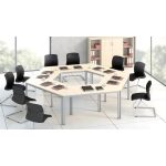 Általános asztal fémlábbal, trapéz alakú, 75x150/75 cm, MAYAH "Freedom SV-41", juhar