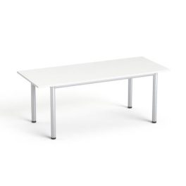   Tárgyalóasztal, szürke fémlábbal, 80x190 cm, MAYAH "Freedom SV-42" fehér