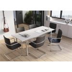 Tárgyalóasztal, szürke fémlábbal, 80x190 cm, MAYAH "Freedom SV-42" fehér