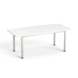   Tárgyalóasztal, íves, szürke fémlábbal, 80/95x190 cm, MAYAH "Freedom SV-43", fehér