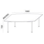 Tárgyalóasztal, íves, szürke fémlábbal, 80/95x190 cm, MAYAH "Freedom SV-43", fehér