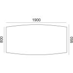 Tárgyalóasztal, íves, szürke fémlábbal, 80/95x190 cm, MAYAH "Freedom SV-43", fehér
