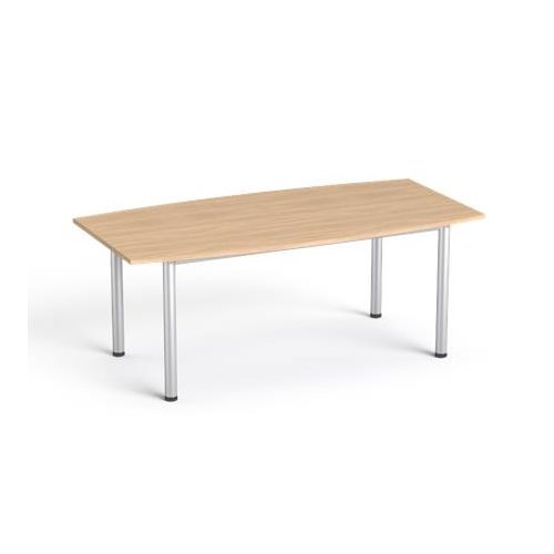 Tárgyalóasztal, íves, szürke fémlábbal, 80/95x190 cm, MAYAH "Freedom SV-43",  tölgy