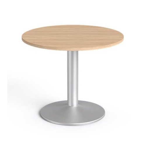 Tárgyalóasztal, kör, szürke fémlábbal, O 90 cm, MAYAH "Freedom SV-58",  tölgy