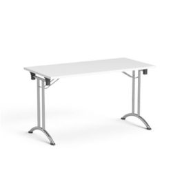   Összecsukható tárgyalóasztal, behajtható fémlábakkal, 130x65 cm, MAYAH "Freedom SV-93", fehér