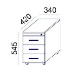 Görgős konténer, 3 fiókos, MAYAH "Freedom SV-18", fehér