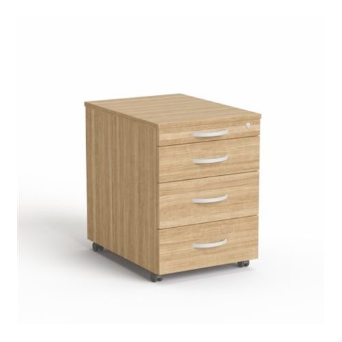 Görgős konténer, 4 fiókos, MAYAH "Freedom SV-15", kőris