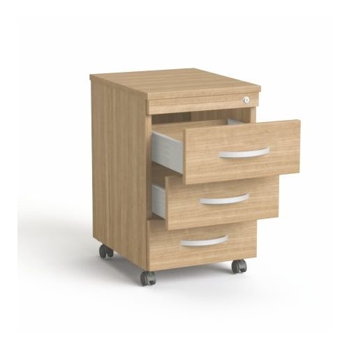 Görgős konténer, 3 fiókos, MAYAH "Freedom SV-18", kőris