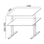 Állítható magasságú íróasztal, 140x80 cm, MAYAH "Freedom SV-302", fehér