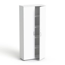   Szekrény, 5 rendező magas, kétajtós, polcokkal, MAYAH "Freedom SV-01", fehér