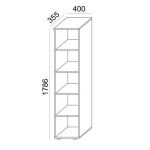 Szekrény, 5 rendező magas, nyitott, polcos, keskeny MAYAH "Freedom SV-03", fehér