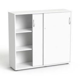   Szekrény, 3 rendező magas, tolóajtós, polcos, MAYAH "Freedom SV-13", fehér