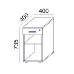 Szekrény, asztalmagas, fiókos, nyitott polcos, MAYAH "Freedom SV-14", fehér