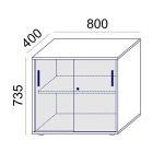 Szekrény, asztalmagas, tolóajtós, polcos, MAYAH "Freedom SV-16", fehér