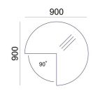 Tárgyalótoldat, 270°-os, szürke fémlábbal, O 90 cm, MAYAH"Freedom SV-44", kőris