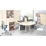 Tárgyalótoldat, íves, szürke fémlábbal, 45x140 cm, MAYAH "Freedom SV-49", juhar