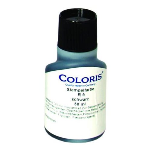Bélyegzőfesték, 50 ml, ipari, univerzális, COLORIS "R9", fekete