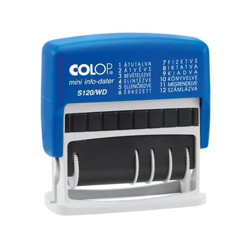 Dátum- és szövegbélyegző, 12 féle szöveggel, COLOP "S120/WD"