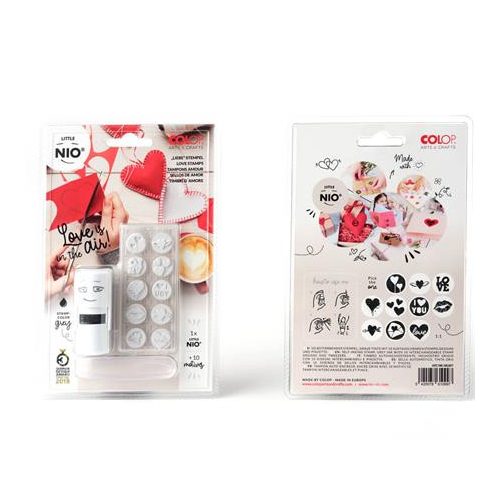 Bélyegző, kirakós, 10 motívummal, "Nio Szerelem", fehér ház, fekete párnával