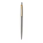 Golyóstoll, 0,7 mm, nyomógombos, arany színű klip, rozsdam. acél tolltest, PARKER "Royal Jotter", kék