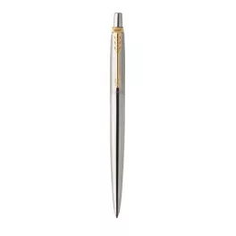   Golyóstoll, 0,7 mm, nyomógombos, arany színű klip, rozsdam. acél tolltest, PARKER "Royal Jotter", kék