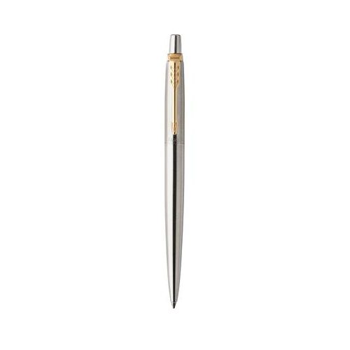 Golyóstoll, 0,7 mm, nyomógombos, arany színű klip, rozsdam. acél tolltest, PARKER "Royal Jotter", kék