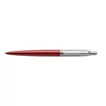 Golyóstoll, 0,7 mm, ezüst színű klip, Kensigton piros tolltest, PARKER "Royal Jotter", kék
