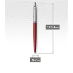 Golyóstoll, 0,7 mm, ezüst színű klip, Kensigton piros tolltest, PARKER "Royal Jotter", kék