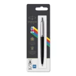 Golyóstoll, 0,7 mm, ezüst színű klip, fekete tolltest, PARKER "Royal Jotter Originals", kék