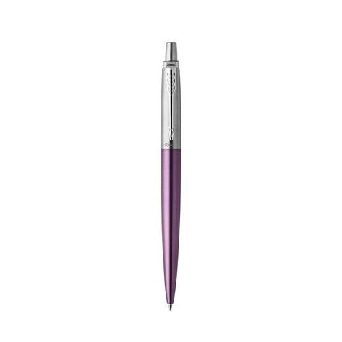 Golyóstoll, 0,7 mm, ezüst színű klip, victoria ibolya kék tolltest, PARKER, "Royal Jotter", kék