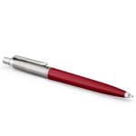 Golyóstoll, 0,7 mm, ezüst színű klip, piros tolltest, PARKER "Royal Jotter Originals", kék