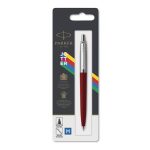 Golyóstoll, 0,7 mm, ezüst színű klip, piros tolltest, PARKER "Royal Jotter Originals", kék